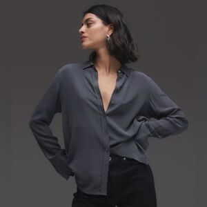 Everlane | The Washable Clean Silk Relaxed Shirt - Gray